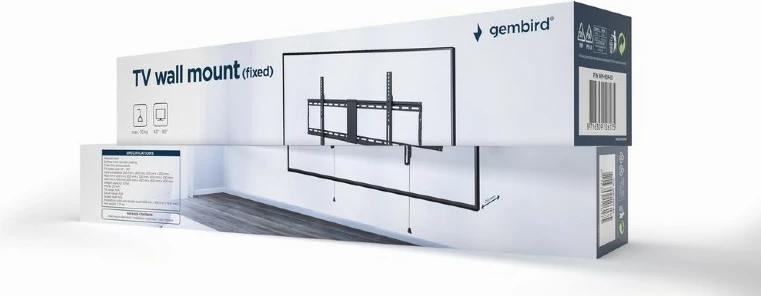 Mbajtëse muri për TV Gembird WM-90F-01, 43-90 inç, Çelik, e zezë