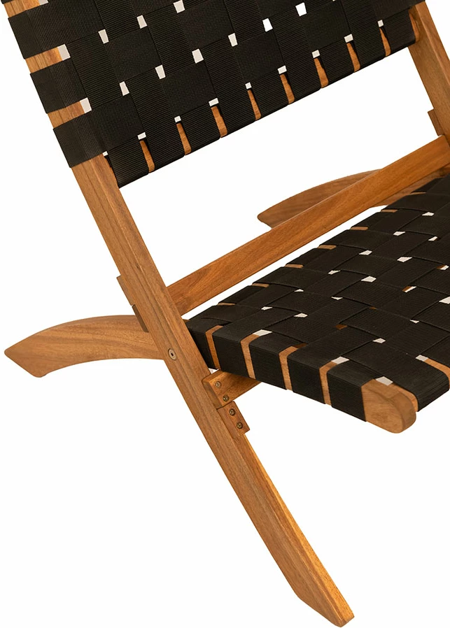 Karrige palosëse Hastag, dru akacie, rripa najloni të zinj, 78x60x72.5