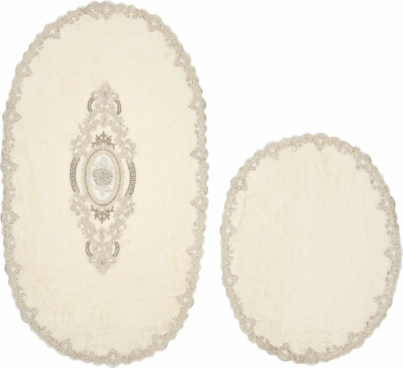Set tapetash banjoje (2 copë), Mijölnir, Selonya, ovale, krem