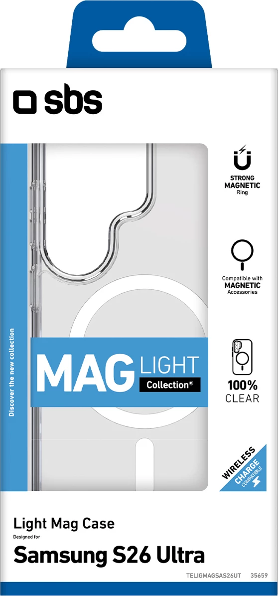 Mbështjellës SBS Cover Light Mag për Samsung Galaxy S26 Ultra, kompatibil me MagSafe, transparent