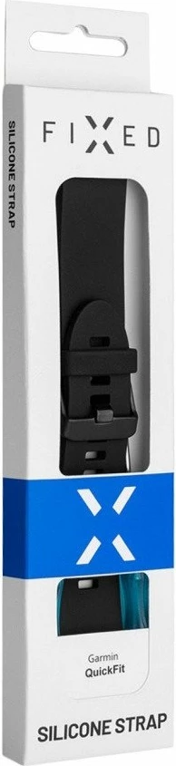 Rrip silikoni Fixed QuickFit 20mm për Garmin, FIXSST-QF20MM-BK, i zi
