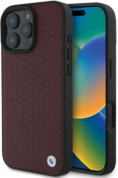 Mbështjellës BMW MagSafe për iPhone 16 Pro Max, lëkurë diamond, e kuqe