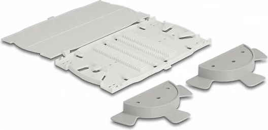 Kasetë splice fibër optike DeLOCK, 24 fibra, 179×100×9 mm, gri/bardhë