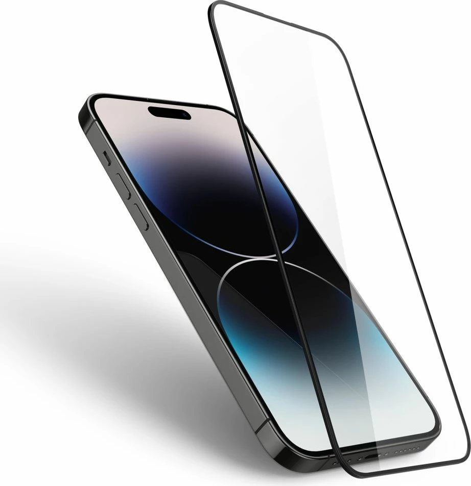Xham mbrojtës Spigen Glass FC për iPhone 14 Pro Max, Zi