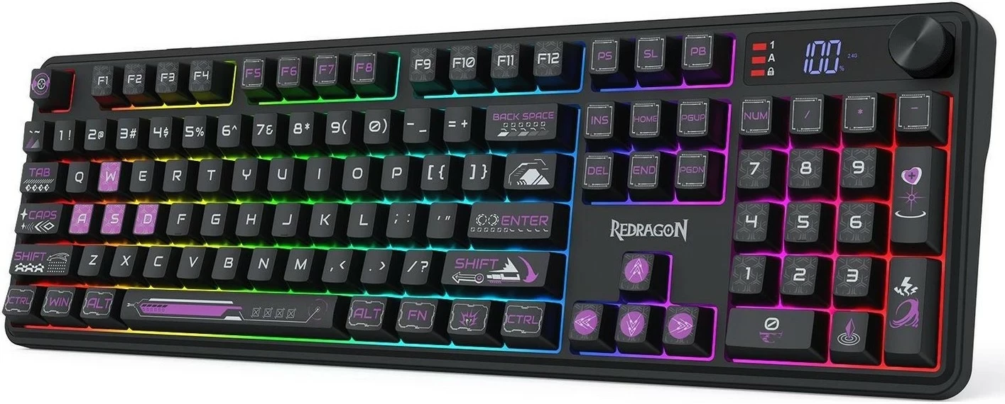 Tastierë gaming Redragon Volcano K526BP-PRO, RGB, wireless/wired, black