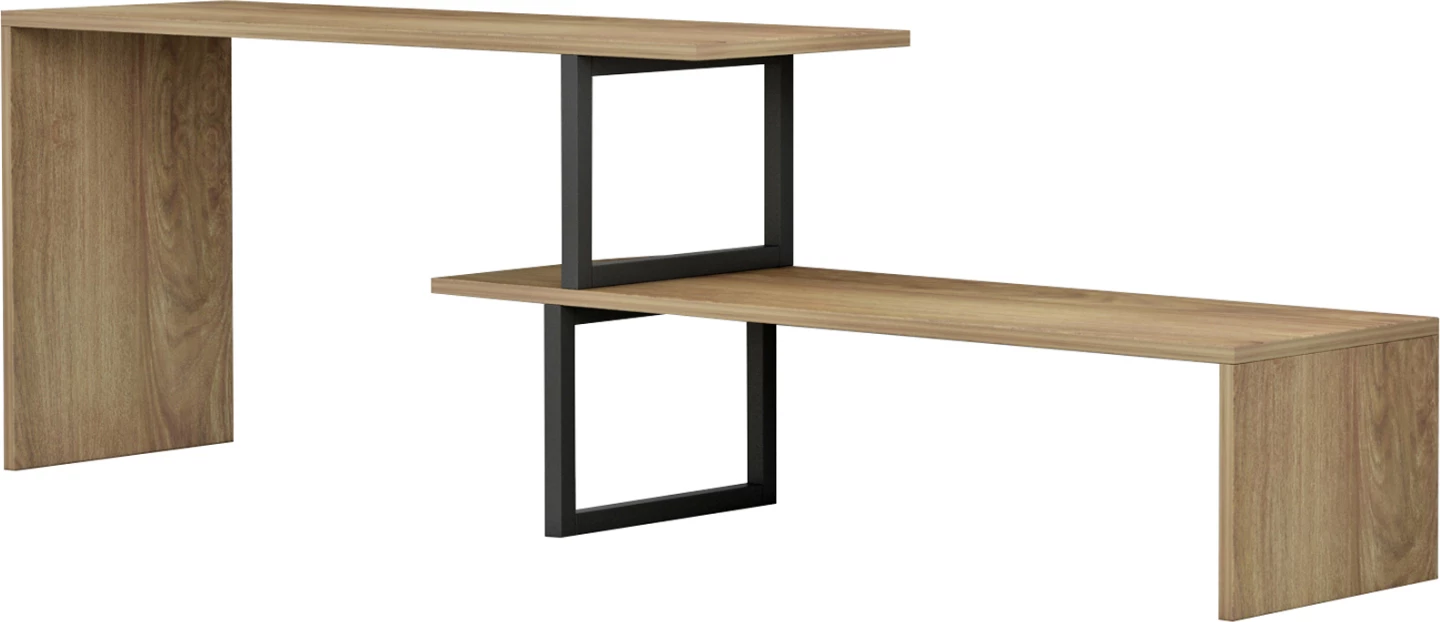 Mobilje TV e zgjerueshme BRIGGITE FH8893.11 melaminë në ngjyrë sonama - këmbë metalike të zeza 110-160x30x45Hcm