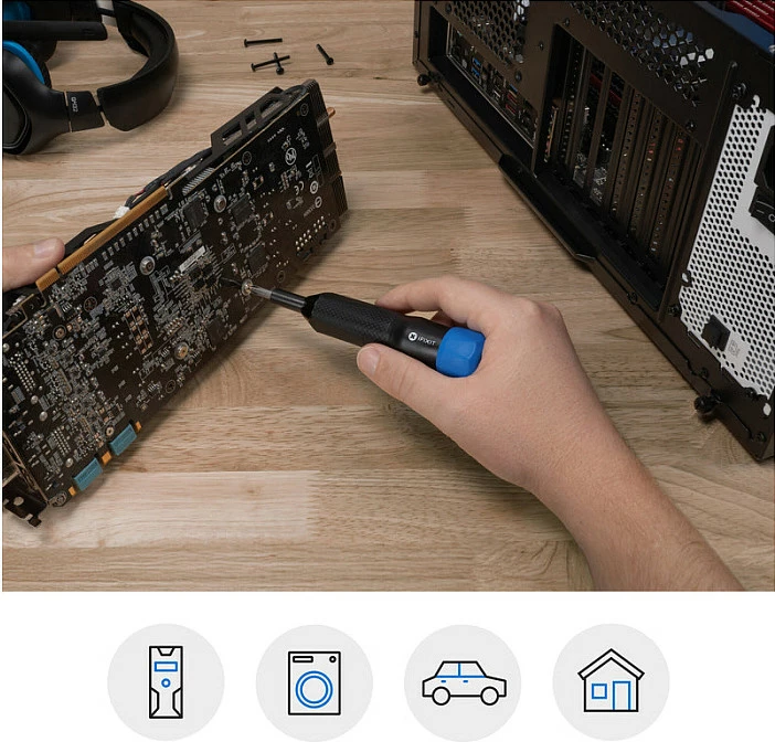 Kaçavidë iFixit IF145-552-1, set 4 copë, bit kryq/flat/spanner, e zezë
