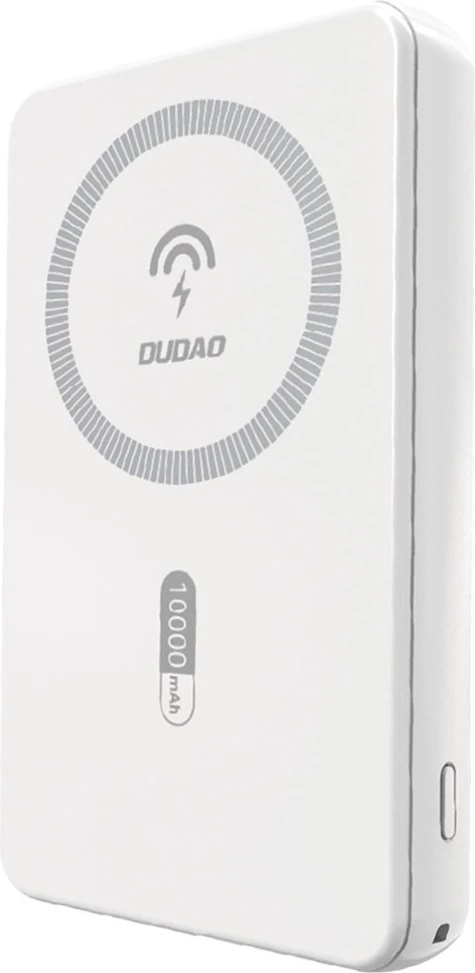 Power bank magnetik Dudao K14S 5000mAh 20W, karikim pa tela 15W, 1x USB-A/1x USB-C, bardhë