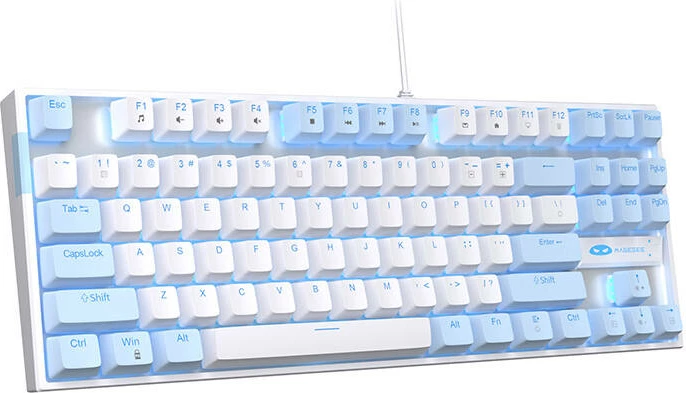 Tastierë mekanike MageGee MK-STAR, 87 taste, Red Switch, me kabllo, bardhë/blu