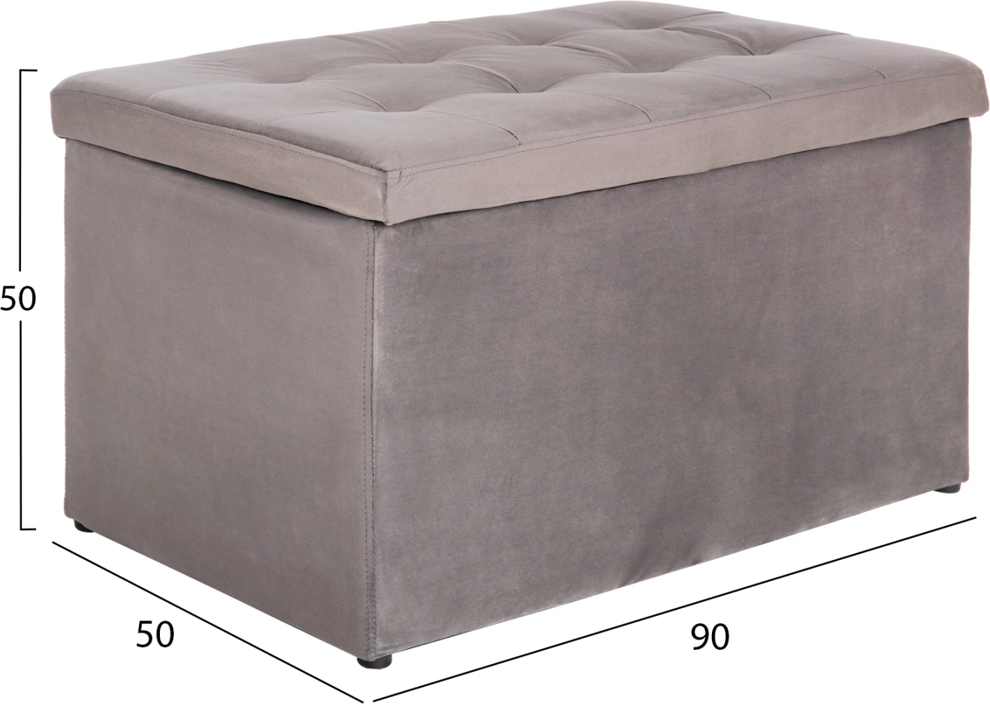 Karrige për bar me hapësirë ruajtjeje PUNK FH279.11, kadife gri, 90x50x50H cm