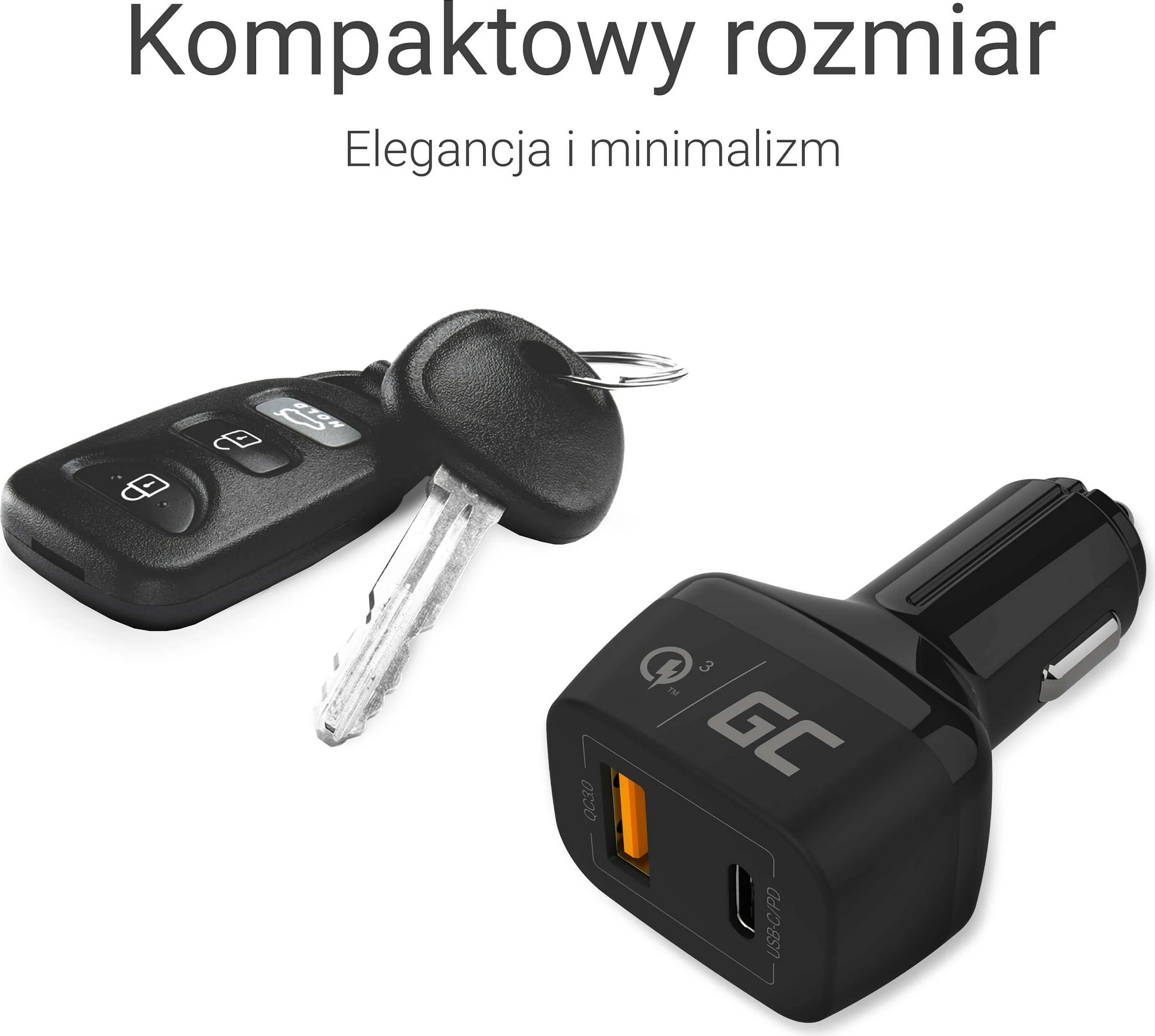Karikues për veturë Green Cell, USB-C PD + USB-A QC 3.0, 42W, i zi