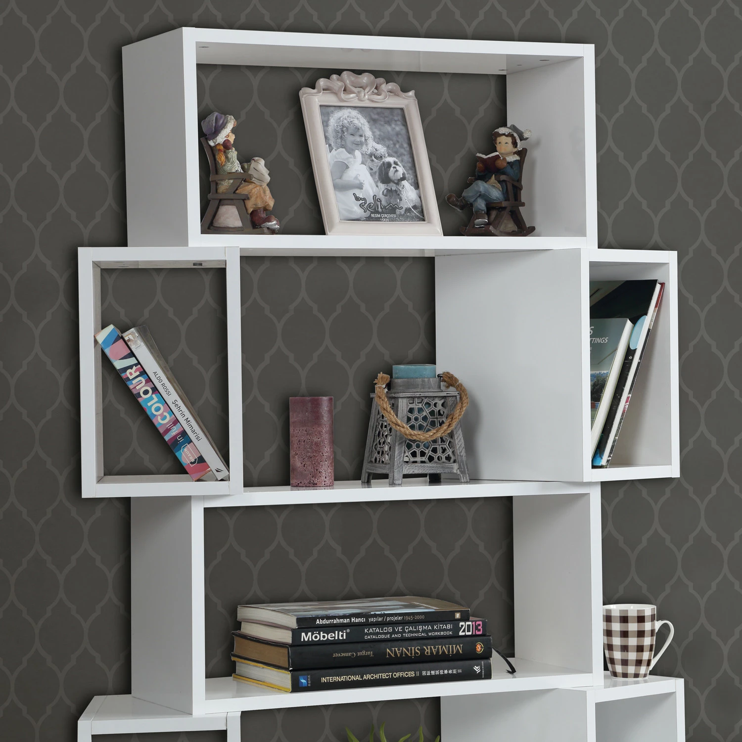 Raft librash Hanah Home, Box, ngjyrë e bardhë shkëlqyese