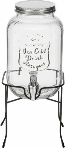 Kavanoz për pije me rubinet Adler AD 6741, 4 L, transparent, me stand metalik + rubinet rezervë