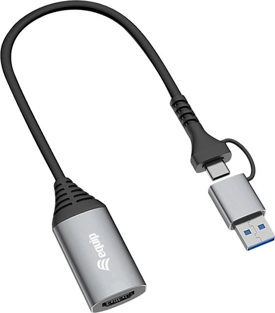 Adapter USB në HDMI Equip 133498, USB-C + USB-A, 1080P, gri