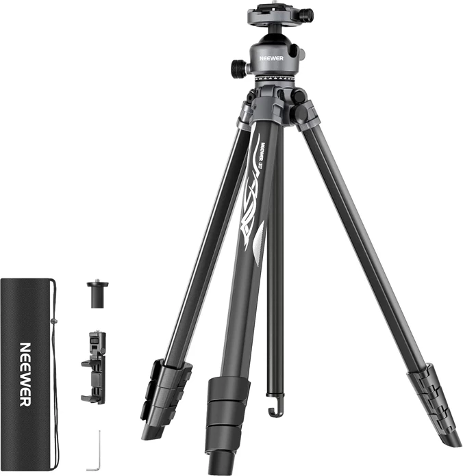Tripod Neewer LT07 alumin udhëtimi me kokë topi, 10 kg, 48.5–156.5 cm, i zi, set