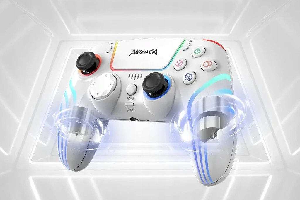 Gamepad Monka Contra GT-96 wireless, Hall Effect, Bluetooth 5.3, USB-C, 1000 mAh, RGB backlight, i bardhë