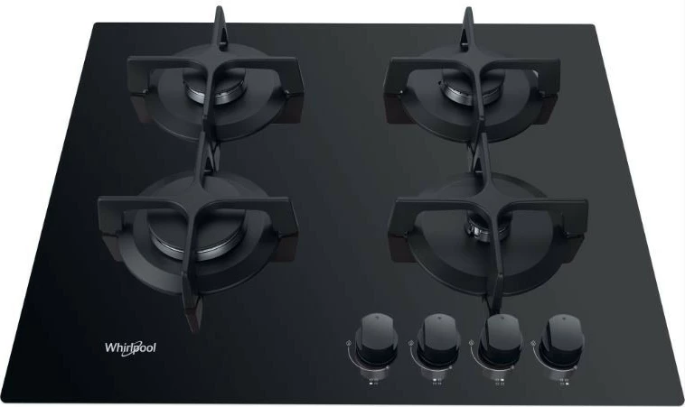 Soba me gaz Whirlpool AKT616NB, 4 djegës, xham, e zezë