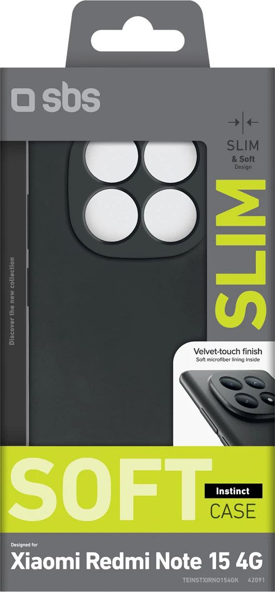 Mbështjellës SBS Instinct për Xiaomi Redmi Note 15 4G, i zi