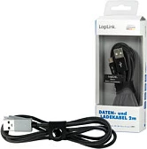 Kabllo USB LogiLink USB 2.0 USB-A në Micro-USB, 2 m, e thurur najloni, e zezë