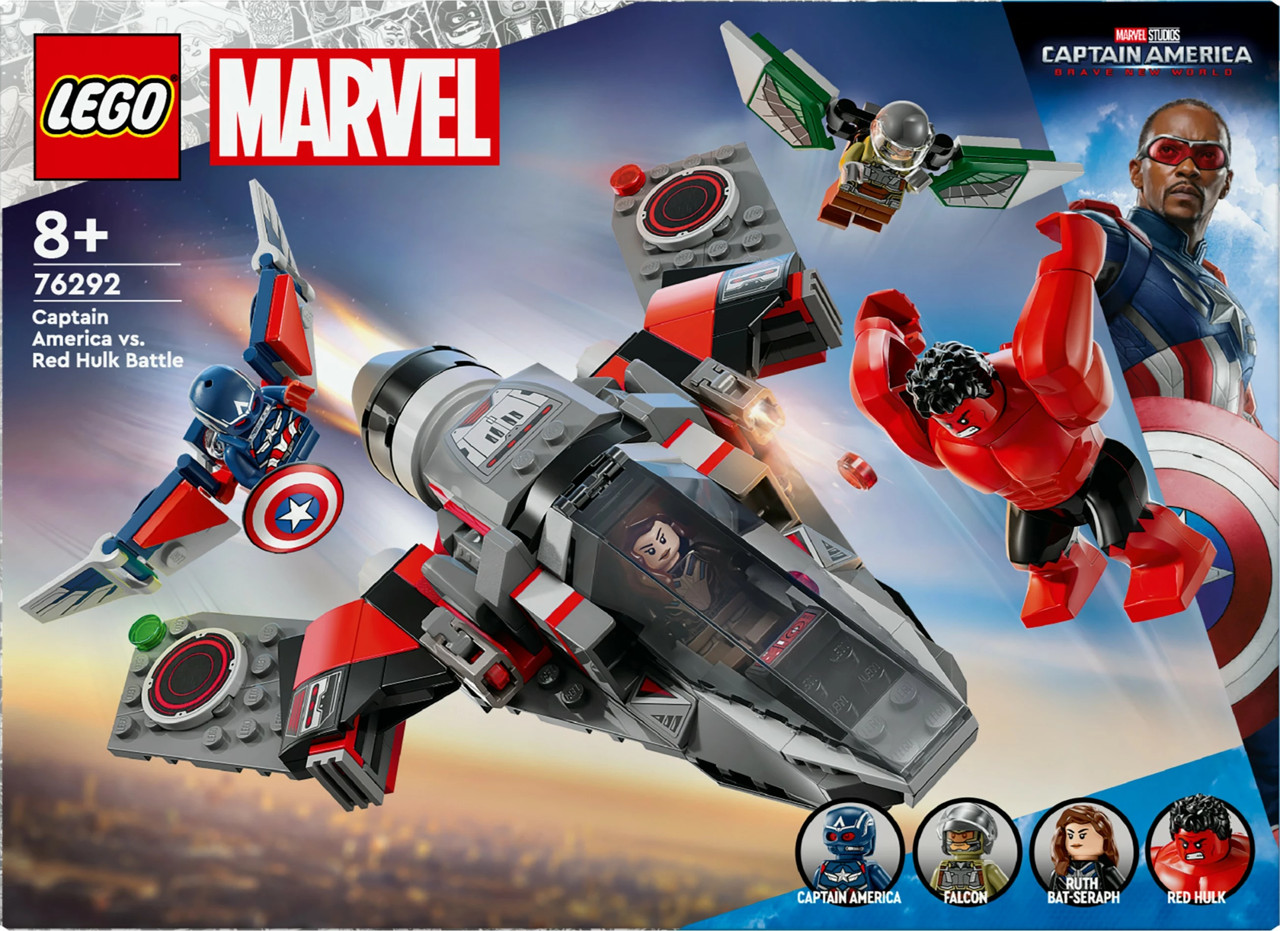 Set ndërtimi LEGO Marvel 76292 Captain America vs Red Hulk, shumëngjyrësh