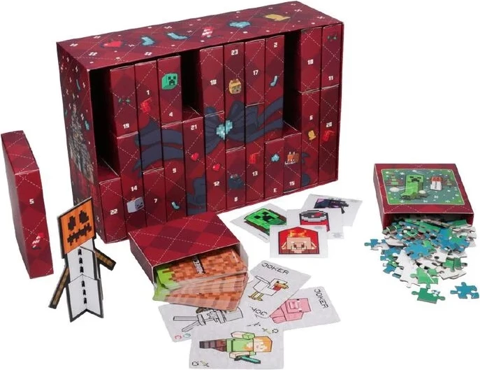 Kalendar adventi Paladone Minecraft 24-ditor, 52 surpriza, 20x30x10 cm