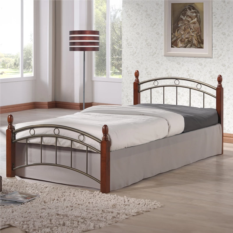 Krevat i vetëm Clarive, ngjyrë arre-dru metalik, 90x190cm