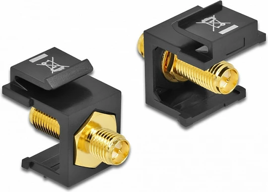 Modul Keystone DeLOCK RP-SMA femër në femër, me kënd, i zi