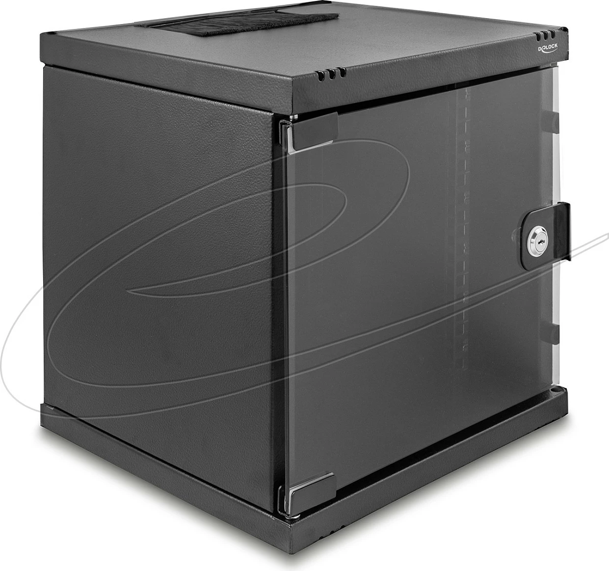 Kabinet rrjeti DeLOCK 43422, 10", 6U, montim mur/dysheme, me çelës, i zi