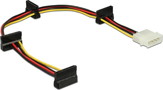 Kabllo power DeLOCK Molex 4-pin në 4x SATA 15-pin, 0.4m, multicolor