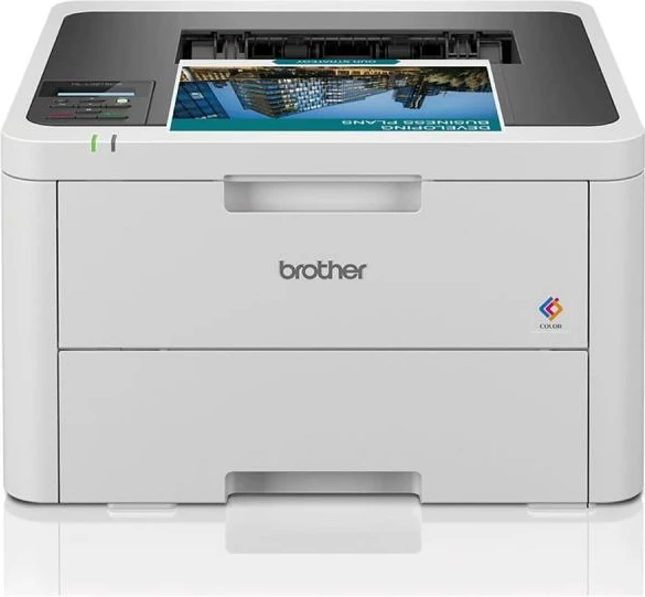 Printer Brother HL-L3215CW, lazer me ngjyra A4, Wi‑Fi 5GHz, USB, 2400 dpi, deri 18 ppm, 256 MB RAM, kasetë 250 fletë, Bardhë/Gri, me toner startues