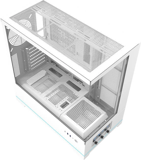 Kasë Darkflash DY451, Big Tower, pa ventilatorë, xham i temperuar, e bardhë