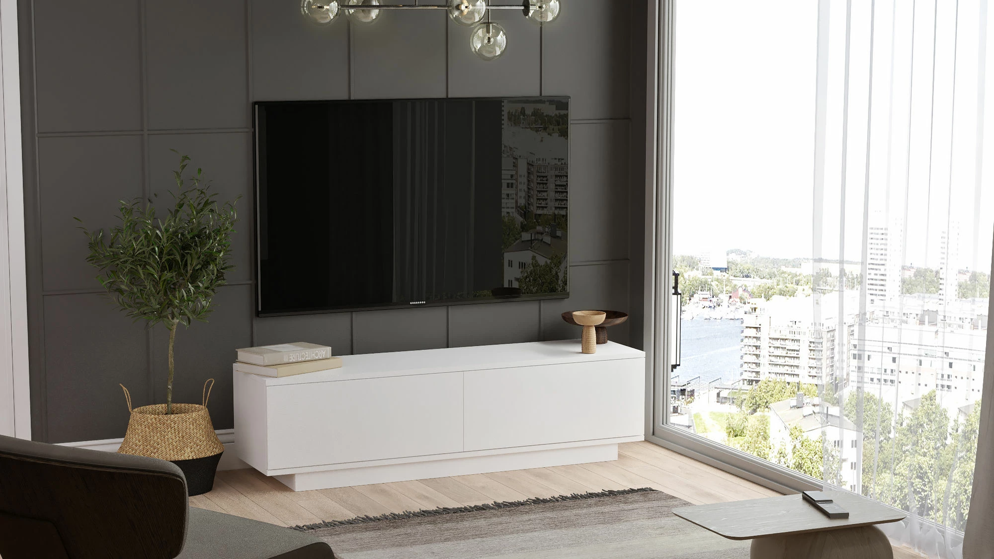 Komodë për TV Hanah Home, e bardhë, Fn1-W