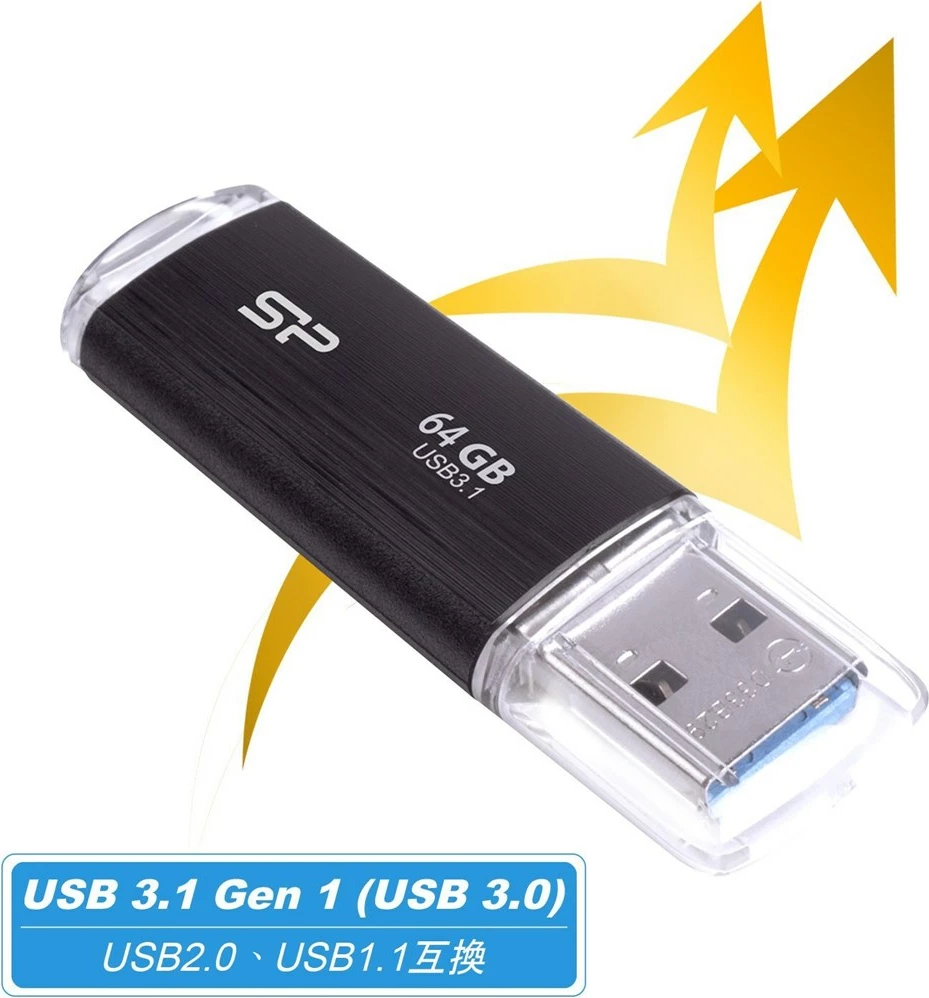 USB Flash Drive Silicon Power Blaze B02, 64GB, Lloji A, Gjen 1, e zezë