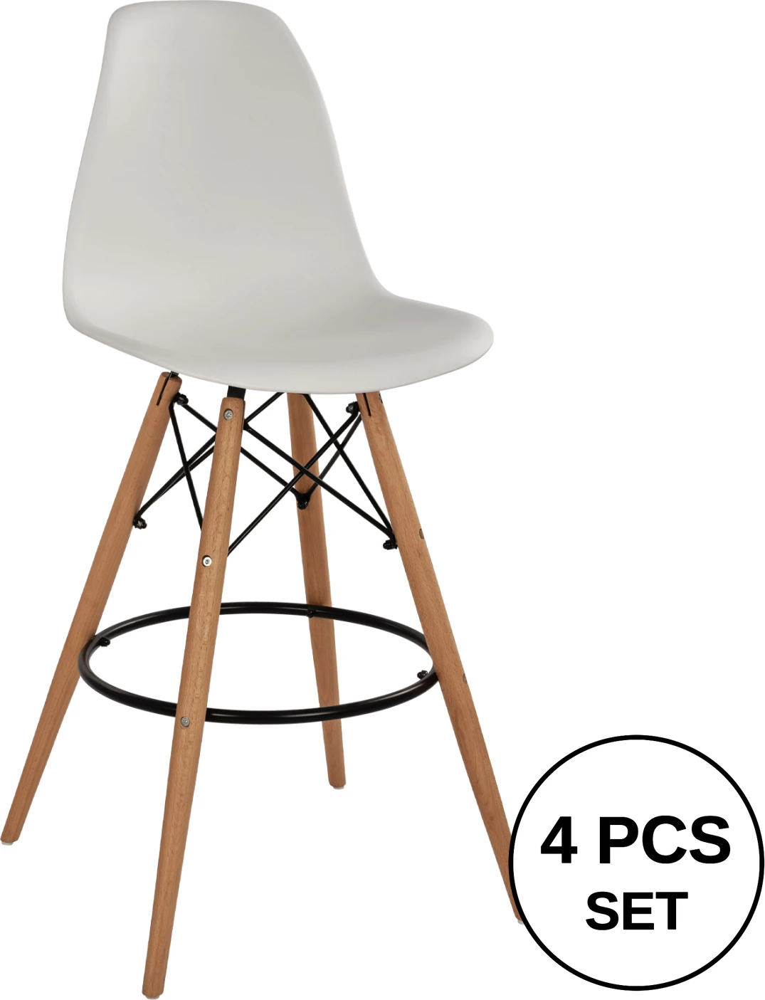 Karrige për bar Renata e bardhë FH0173.01 58x56x107 cm., set prej 4 copash