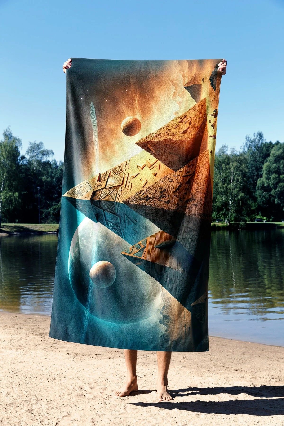 Peshqir plazhi Mijolnir, Think Like An Egyptian, 90x150cm, shumëngjyrësh