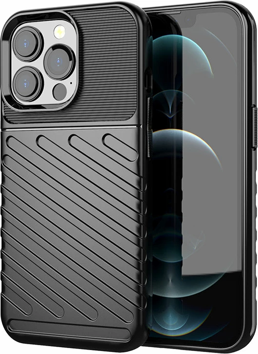 Mbështjellës Hurtel Thunder Case për iPhone 13 Pro, TPU, i zi