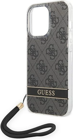 Mbështjellës Guess GUOHCP14LH4STK për iPhone 14 Pro 6.1", 4G Print Strap, i zi