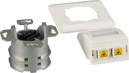 Prizë fiber optike EFB Elektronik FTTH-OUTLET-SC-OM3, 2 porta, 80x80x40 mm, e bardhë