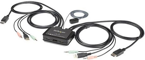 Switch KVM StarTech SV211DPUA4K, DisplayPort 1.2, 2-Port, 4K 60Hz, USB, me audio, i zi