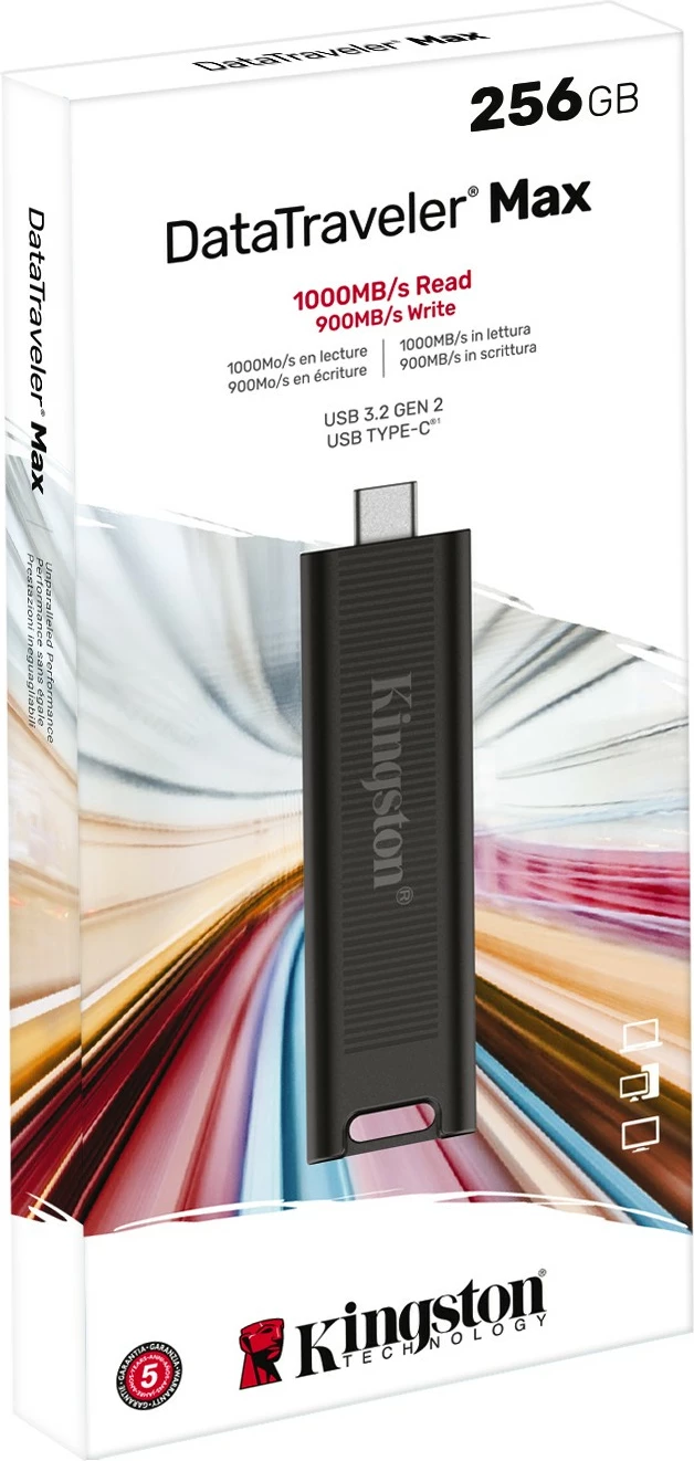 USB Kingston DataTraveler Max 256GB, USB 3.2 Gen 2, USB Type-C, 1000R/900W, E zezë