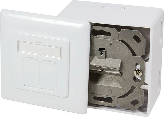 Prizë muri LAN LogiLink NP0039A, 2x RJ-45, CAT6 e mbrojtur, montim flush/sipërfaqe, e bardhë
