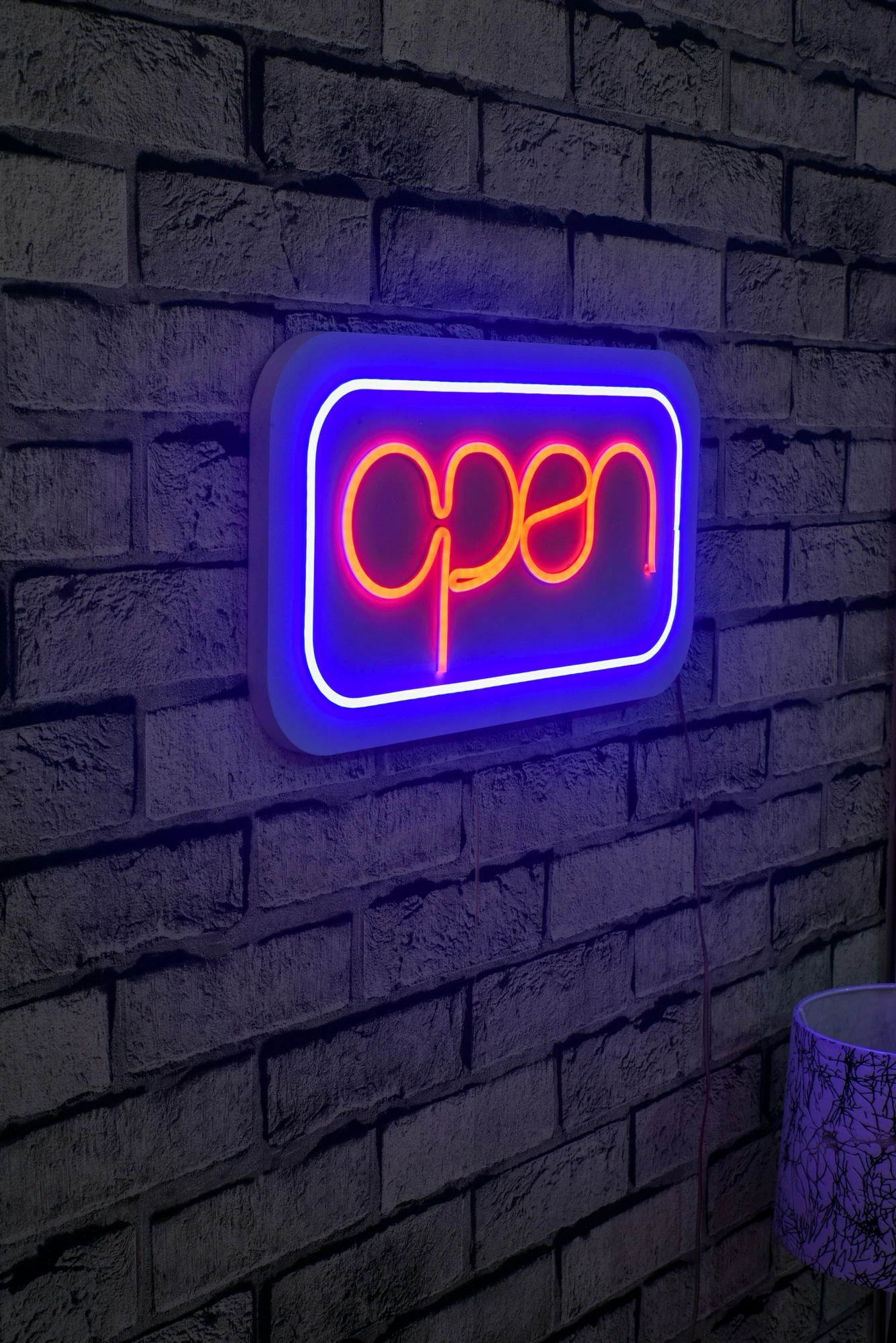 Dritë dekorative LED plastike, OPEN, ngjyrë kaltër-kuqe