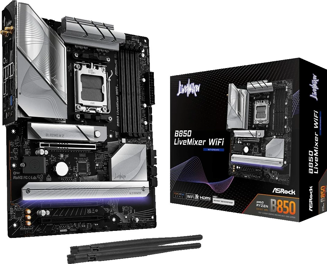 Pllakë amë Asrock B850 LiveMixer WiFi, ATX, Socket AM5, 256 GB, E zezë
