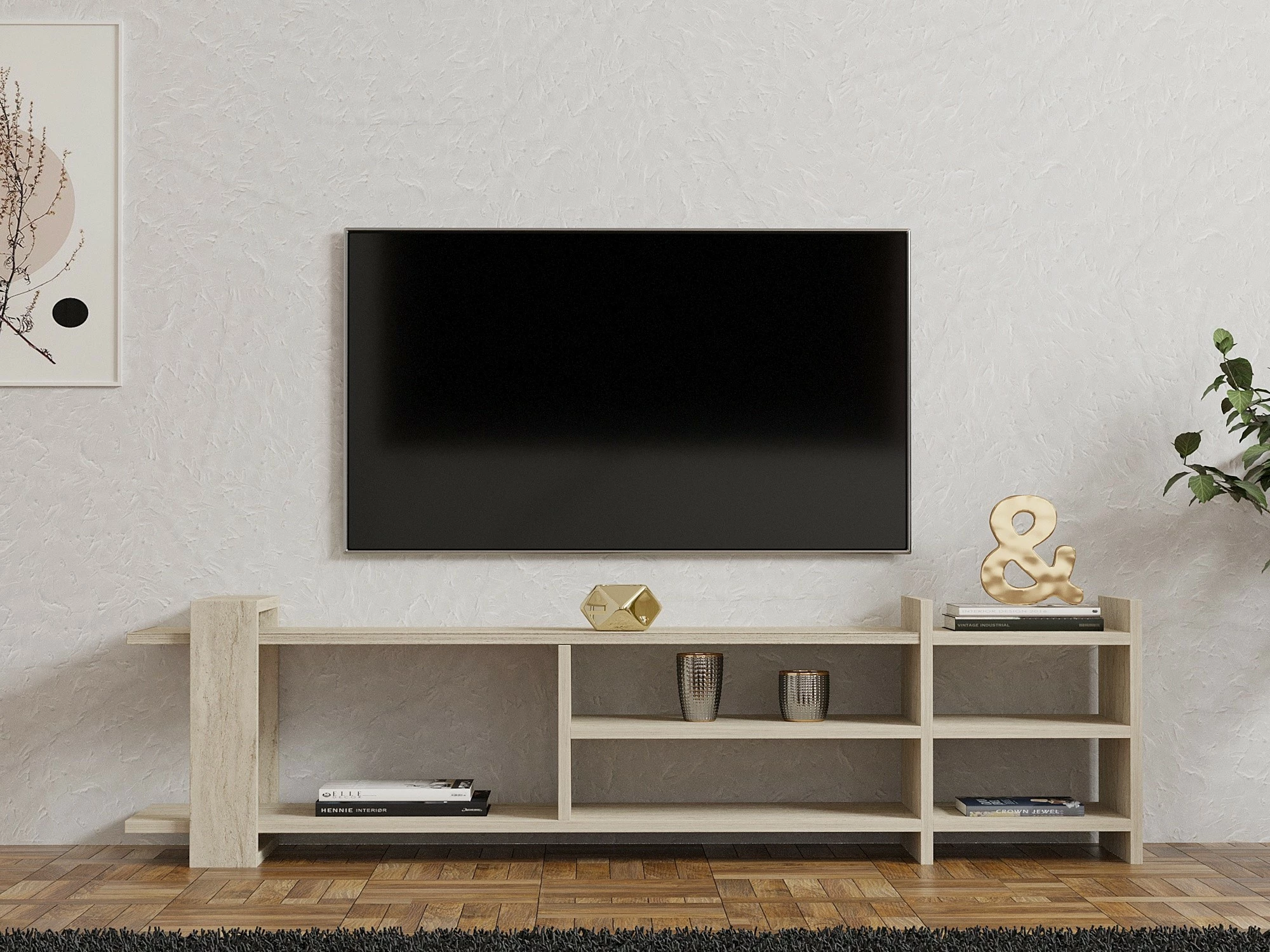 Komodë TV Hanah Home, Zeyna, ngjyrë travertin