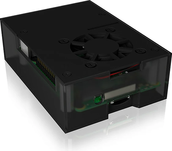 Kasë ICY BOX IB-RP108 për Raspberry Pi 4, me ventilator 40 mm, antracit/zi