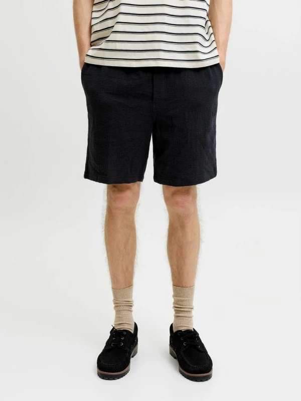 Shorce për meshkuj Jack&Jones JPSTJAIDEN COBA STRIPE JOG SHORTS REG SN 12274413, të zeza [Madhësia: M]