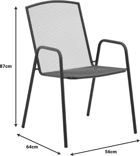Karrige për kopsht Pomedon e grumbullueshme, metalike, ngjyrë e zezë, 56x64x87cm