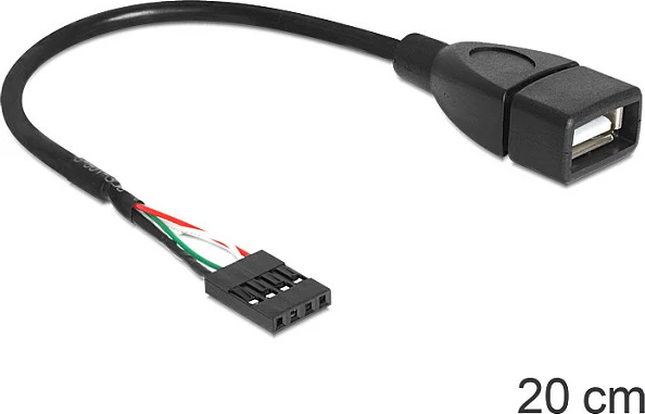 Kabllo adapter USB DeLOCK 83291, USB-A femër në header të brendshëm të pllakës amë, 0.2 m, e zezë