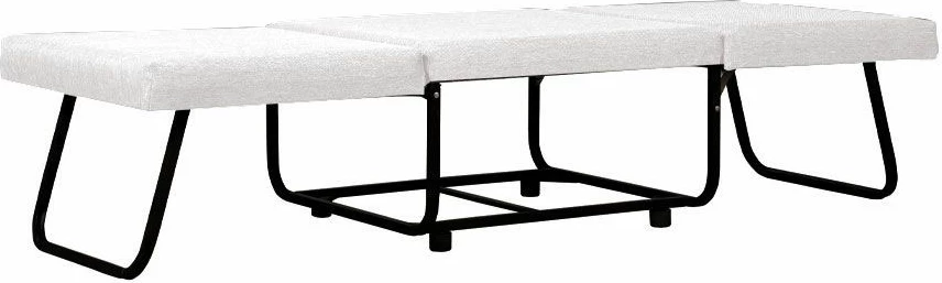 Pouf palosës, shtrat palosës, ngjyrë e bardhë e çelët, 70x72x43