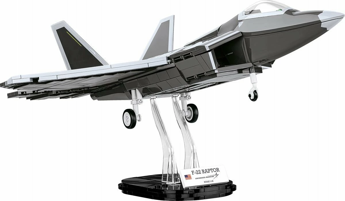 Set blloqesh ndërtimi Cobi Lockheed F-22 Raptor GXP-914620, 695 copë, shkallë 1:48, 1 figurë pilot, me stendë ekspozimi, e hirtë